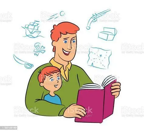Bonding Ayah dan Anak Melalui Dongeng Seorang ayah mendongeng untuk anak laki-lakinya