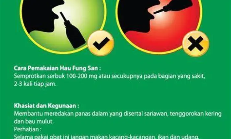 Ilustrasi cara penggunaan bubuk Hau Fung San