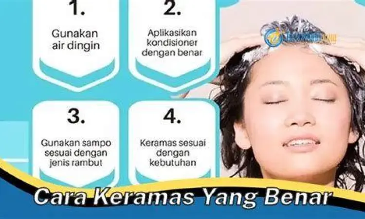 Proses mencuci rambut dengan pijatan kulit kepala