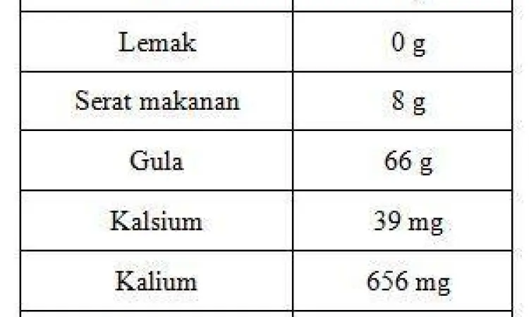 Infografis kandungan nutrisi sari kurma