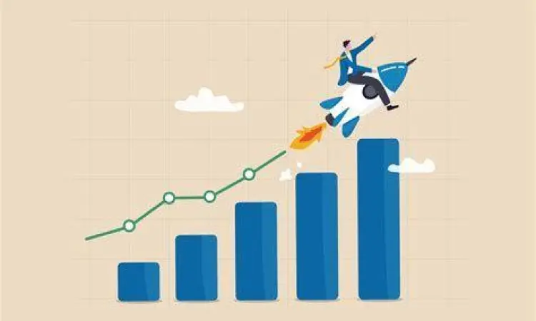 Grafik pertumbuhan ekonomi yang sangat cepat atau hyper growth