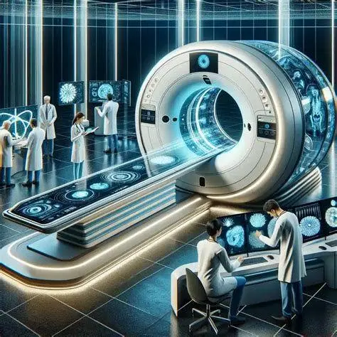 Mekanisme Kerja CT Scan Teknologi pencitraan medis CT scan yang menunjukkan struktur tulang dan organ