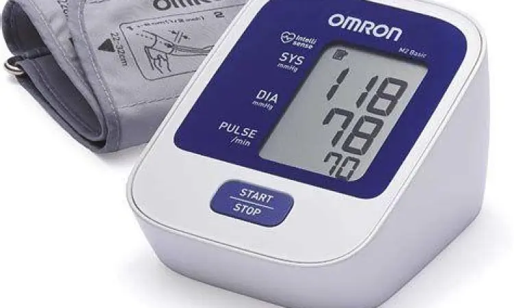 Monitor Tekanan Darah Alat monitor tekanan darah digital menunjukkan angka tinggi