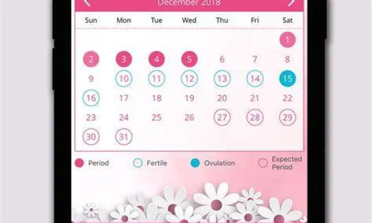 Wanita memeriksa aplikasi pelacak siklus menstruasi di smartphone