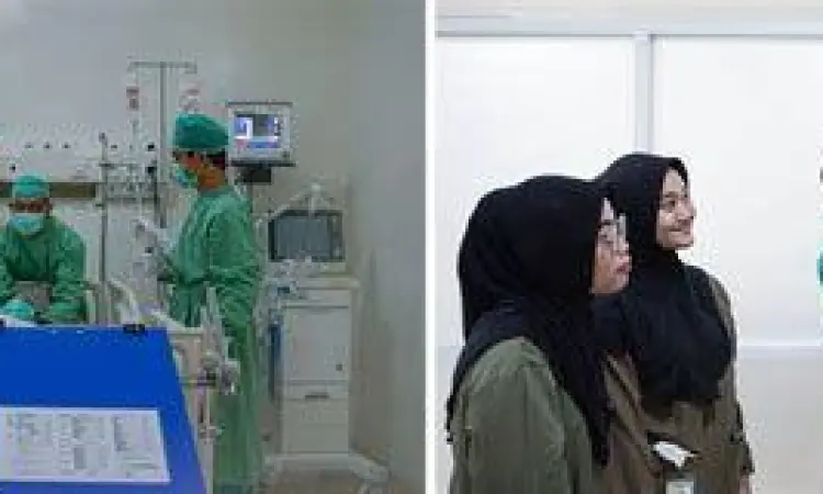 Monitoring Pasien HCU Perawat sedang memantau monitor di ruang HCU