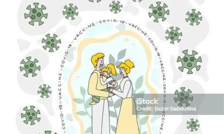 Keluarga bahagia yang terlindungi dengan vaksinasi lengkap