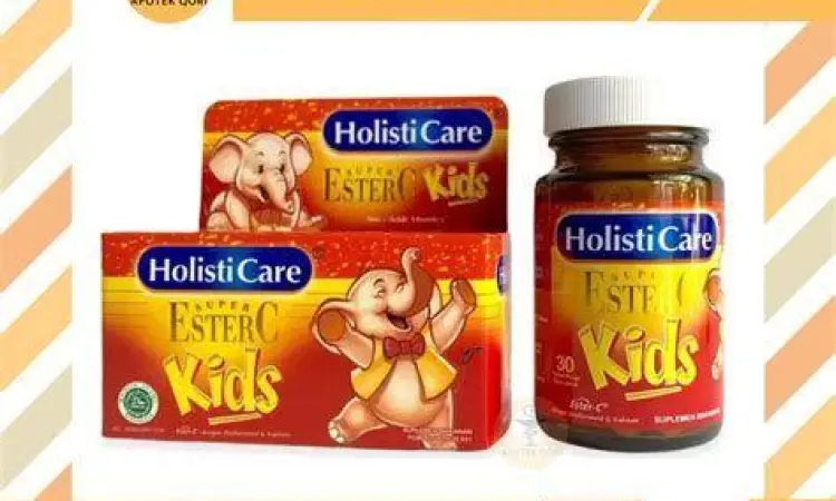 Varian produk Holisticare Ester C untuk dewasa dan anak