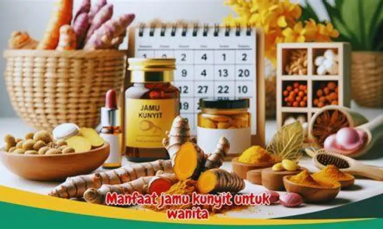 Wanita meminum jamu kunyit asam untuk meredakan nyeri