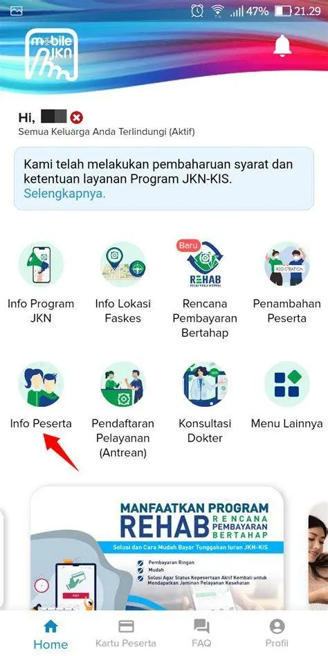 Cek Keaktifan KIS Tampilan aplikasi mobile jkn untuk cek kartu indonesia sehat