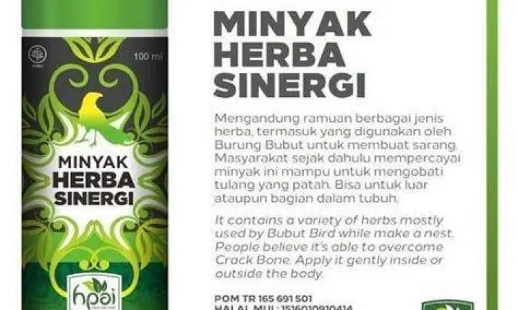 Komposisi Minyak Herba Sinergi Bahan alami pembuatan Minyak Herba Sinergi