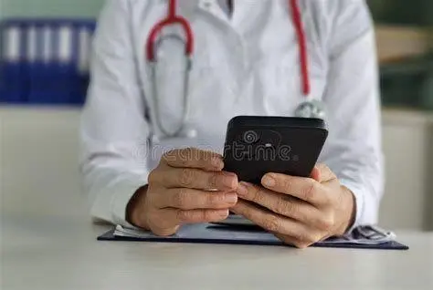 Sistem Informasi Kesehatan Dokter memeriksa data pasien melalui sistem digital