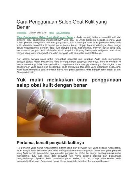 Aplikasi Salep Kulit Teknik mengoleskan obat gatal gatal yang benar