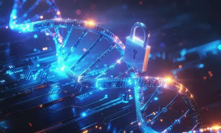 Ilustrasi keamanan data genetik digital