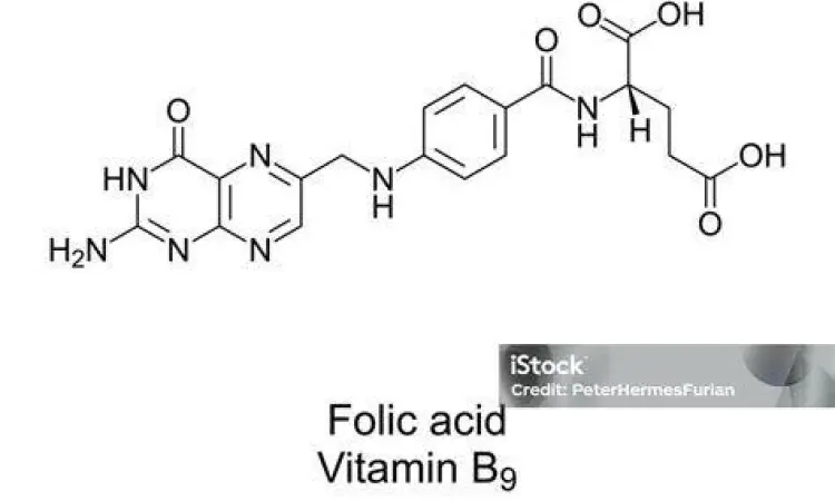 Struktur molekul vitamin B9 atau asam folat