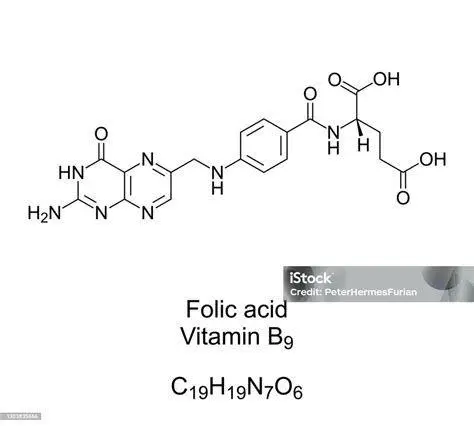 Struktur Vitamin B9 Struktur molekul vitamin B9 atau asam folat